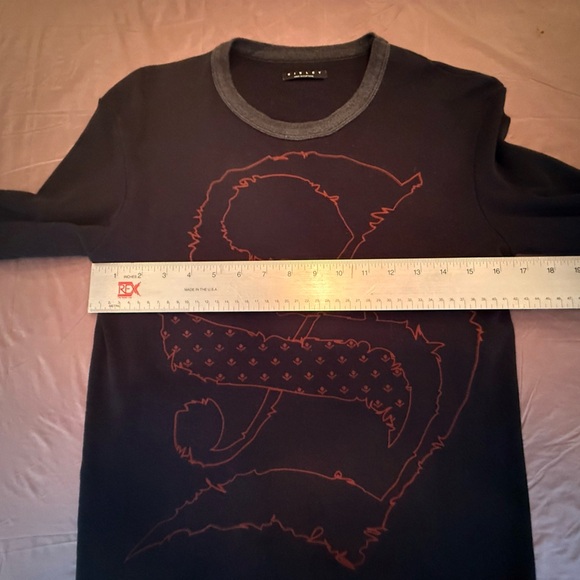 Sisley Black/Red Logo front Long Sleeve Top Size Large MSRP $195 - Picture 8 of 9
